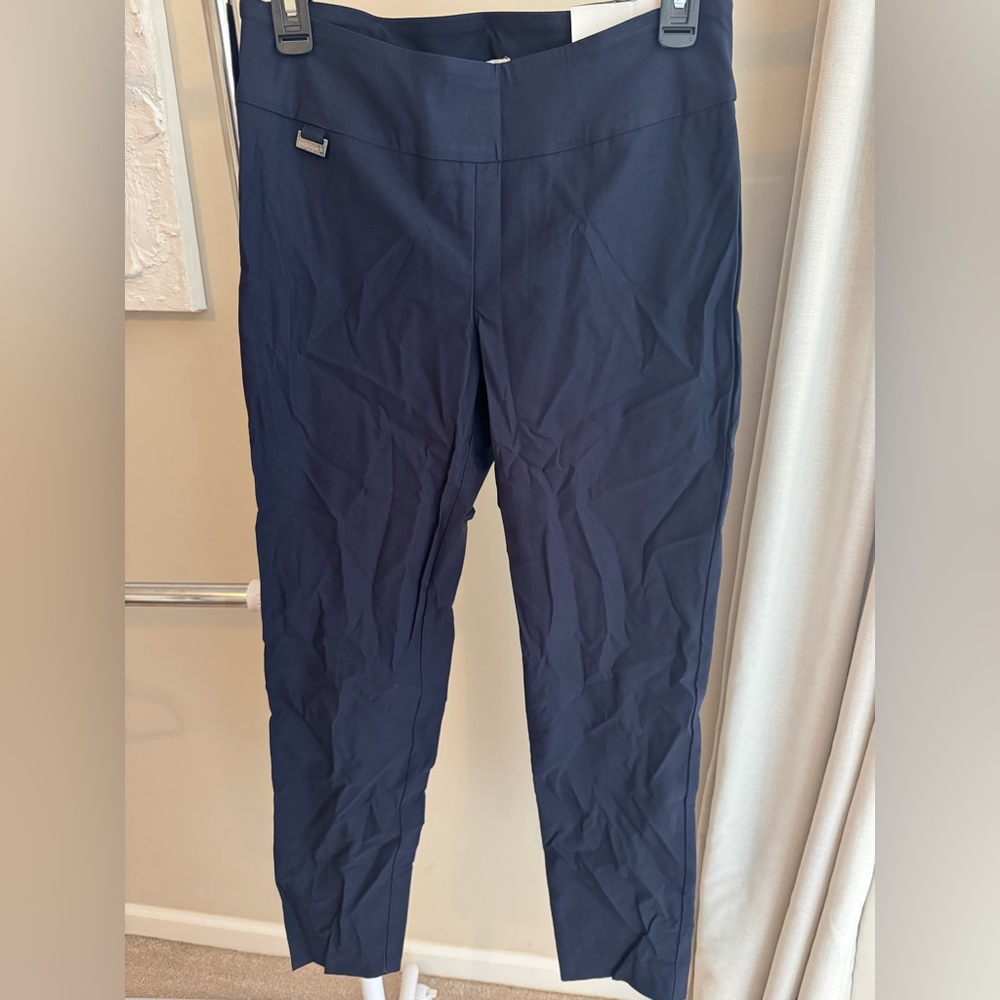 Slim Leg Navy Dress Ankle Pants, Work Pants, 6